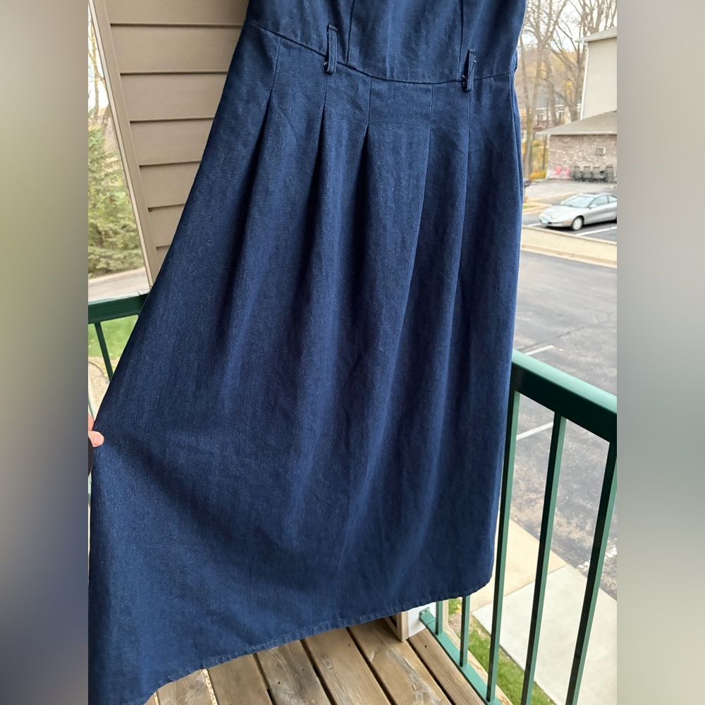 Seraphina Denim Maxi Dress Blue Top Elastic Waist Tube Casual Chic L $170 - Picture 5 of 12